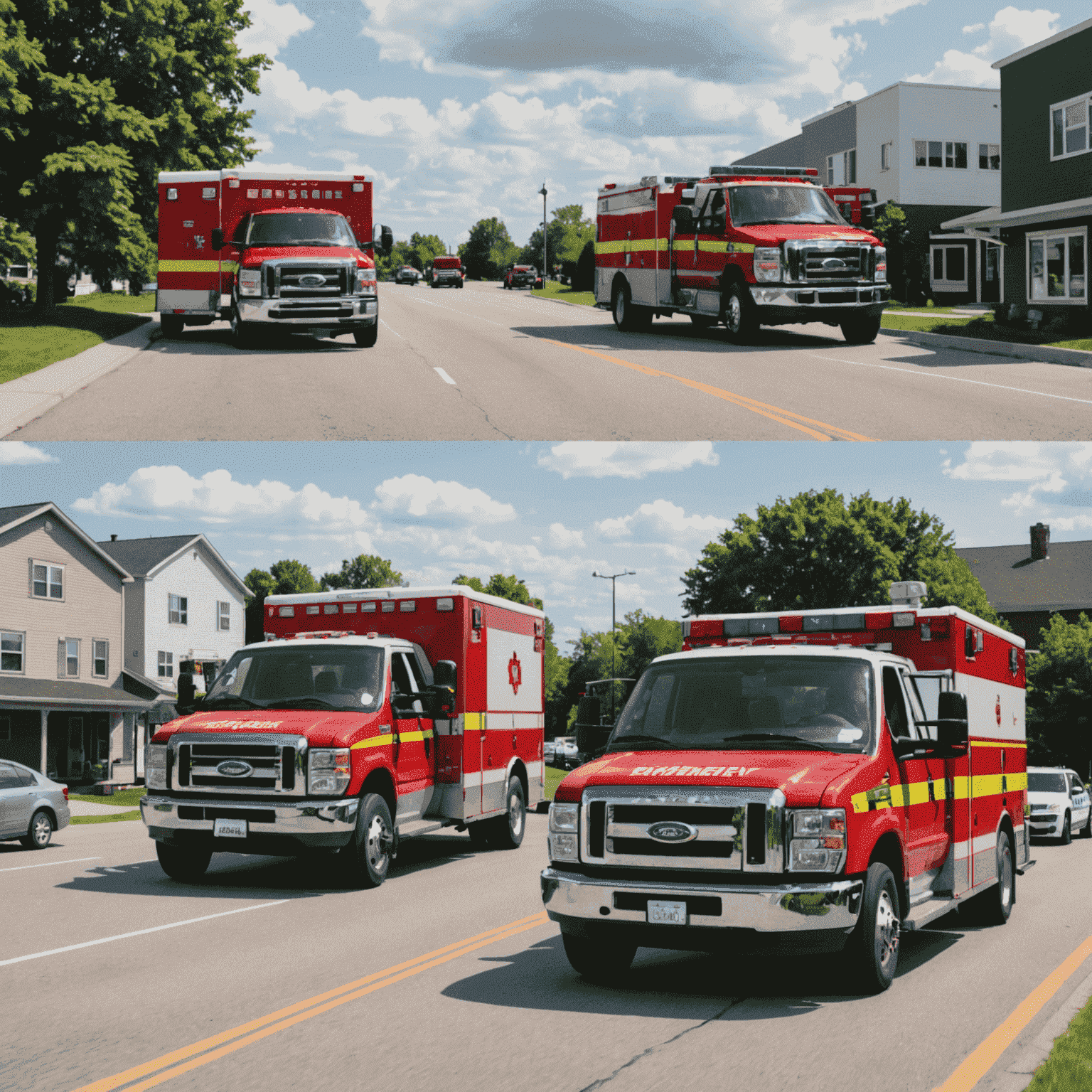 A split-screen image showing emergency services responding to various incidents across Canadian cities and rural areas